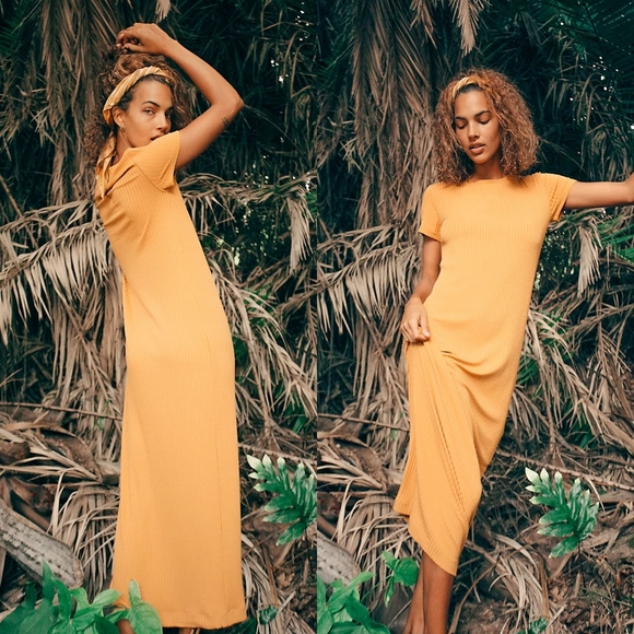 Free People Dresses & Skirts - New Free People Simone Jenner Tee Dress Mustard S